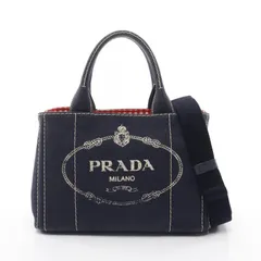プラダ PRADA トートバッグ CANAPA カナパ 1BG439 ネイビー キャンバス カナパ 2wayトート レディース Used A