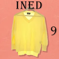 INED イネド トップス カットソー ニット 長袖 Vネック シンプル カジュアル おしゃれ レディース イエロー 9 キュプラ 日本製