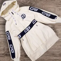 美品 CPG GOLF ベルト付き ワンピース 裏起毛 ロング丈 パーカー ホワイト