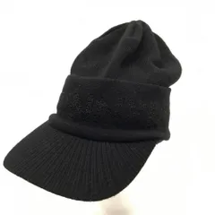 【美品】マスターバニー 3WAYつば付きニット帽 黒 ロゴラメ ウール混 サンバイザー FR  ゴルフウェア MASTER BUNNY EDITION