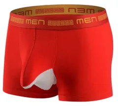 [パンツ道場] ボクサーパンツ 赤パン メンズ ぞうさんパンツ 竿付き 分離型 (JP, アルファベット, M, レッド) [レッド] [M]