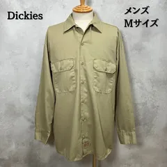 インポート古着　Dickies ディッキーズ　ワークシャツ　使用感バリバリ　カーキー　Mサイズ　メンズ　グランジ【B-1 B-2】
