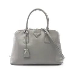 プラダ PRADA ハンドバッグ BL0837 グレー サフィアーノレザー トライアングルロゴ 2wayショルダー レディース Used B