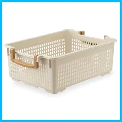 【新着商品】中型 衣類 服 小物 収納ケース シャツ 積み重ね可能 取っ手付き 日本製 T-シャツ 幅28.5×奥行41.5×高さ14.0cm アイボリー フリーバスケットM I-289-2 衣類収納 伊勢藤ISETO)