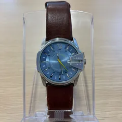 ディーゼル DIESEL 腕時計 ウォッチ クォーツ カレンダー付き レザーベルト ロゴ 青文字盤 シルバー色 DZ-1399