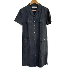 Mademoiselle NON NON(マドモアゼルノンノン) ワンピース サイズL レディース美品  - ダークネイビー 開襟/半袖/ロング/シャツワンピ