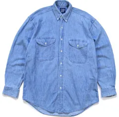 90s カナダ製 GAPギャップ ボタンダウン デニムシャツ M★オールド ビンテージ 無地 ダンガリー ストーンウォッシュ オーバーサイズ