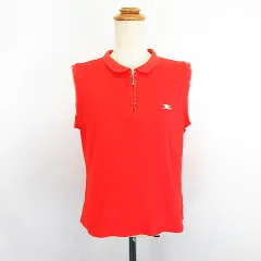 バーバリーゴルフ BURBERRY GOLF ポロシャツ ノースリーブ ハーフジップ ロゴ 刺繍 L オレンジ ※EKM