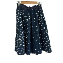 パラスパレス トオカ スカート サイズ0 XS レディース美品  - ダークネイビー×アイボリー ひざ丈/ウエストゴム/フリル/ドット柄