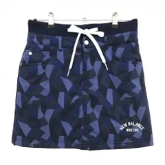 【超美品】ニューバランスゴルフ 中綿スカート ネイビー×黒 総柄 ウエストゴム＆調節紐 レディース 0(S) ゴルフウェア New Balance