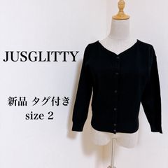 試着なし 新品未使用タグ付き！ジャスグリッティー 配色カーデアンサンブル JUSGLITTY（ジャスグリッティー）の「配色Vネックカーデアンサンブル