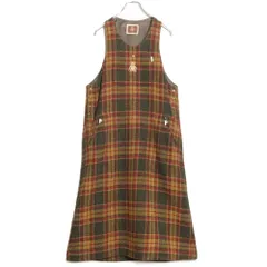 【美品】ピンクハウス★くま刺繍♪ジャンパースカート ブラウン系 チェック柄♪ウール100！厚手 z16358