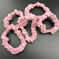 【新品】ヘアアクセサリー ヘアゴム シュシュ ピンク 5点セット シンプル 女の子 可愛い レディース◆