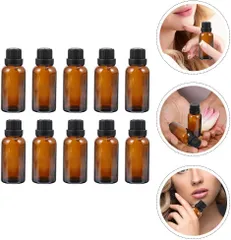 LALAFINA 遮光瓶 アロマオイル ボトル 保存容器 15ml 分注ボトル ガラス 小瓶 エッセンシャルオイル アロマ用 ガラス瓶 精油 小分け用 茶色 遮光ビン 詰め替え 容器 ミニ 持ち運び用 ドロッパー付き 10本セット a-159