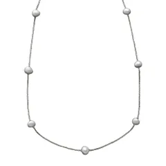 【シルバー×ワンサイズ】[Cream dot. クリームドット公式] ネックレス レディース   ショート チェーン 淡水パール ステーション ステーションパール 極細 細い 大人