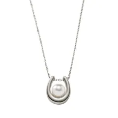 【シルバー×ワンサイズ】[Cream dot. クリームドット公式] ネックレス レディース   ステンレス製 金属アレルギー つけっぱなし サージカルステンレス ショート チェーン ホースシュー ぷっくり パール U字 馬蹄 メタル 大人