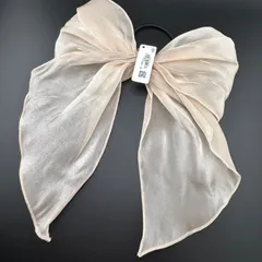 【新品】定価1760円 ヘアアクセサリー ヘアゴム リボン 大きめ ベージュ シンプル 女の子 可愛い レディース◆