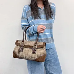 【中古】COACH コーチ ハンドバッグ ショルダーバッグ 肩掛け ブラウン スエード レザー キャンバス ヴィンテージ レディース【中古美品】HIBUOCHI VINTAGE