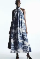 COS ブルー パータン ロング ONE PIECE