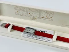 ★未使用品 美品 SNOOPY ELEGANCE スヌーピー エレガンス 腕時計 IE-004 赤 レザー クローバー レディース クォーツ 箱 取扱説明書付き 管理2M89