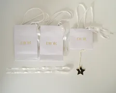 [NI] DIOR　ディオール　ショッパー　紙袋　リボン 付き　ホワイト　星チャーム　オーナメント　5点まとめて
