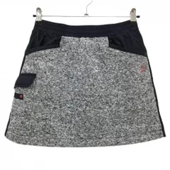 【美品】マンシングウェア 中綿スカート 杢グレー×ダークネイビー 異素材切替 ウエストゴム  レディース M ゴルフウェア Munsingwear