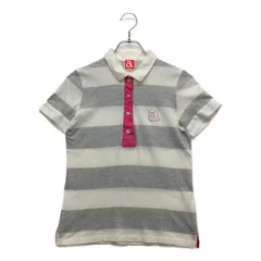 中古 レディース アルチビオ archivio 半袖ポロシャツ 38(M) 白×グレー ホワイト ボーダー