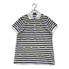 中古 レディース パーリーゲイツ PEARLY GATES 半袖ポロシャツ 2(L) 濃紺×白  ボーダー コットン