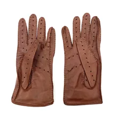 ■美品■Salvatore Ferragamo サルヴァトーレフェラガモ　レザーグローブ　ドライビンググローブ　革手袋　ブラウン　ゴールド金具　パンチング　イタリア製　タグあり　サイズ6.5 レディース　本革　ラグジュアリー　高級