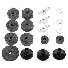 [Fast Shipping] Dreld Cymbal Felts, Cymbal Sleeves, Base Wing Nuts, and Cymbal Washers - Replacement Cymbal Stand Accessories for Drum Sets, Percussion Parts, 18-Piece Set (Black)