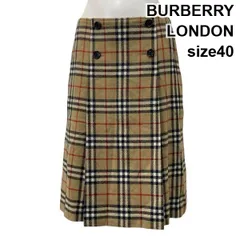 ◆ バーバリーロンドン BURBERRY ヴィンテージチェック プリーツスカート ミモレ丈 ブラウン ウール アルパカ 40 L 11号 レディース S5X418