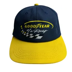 【キャップ/帽子】　USA製 1998 GOOD YEAR （グッドイヤー) ビンテージ レーシングキャップ ツートンカラー ネイビー 紺 イエロー 黄