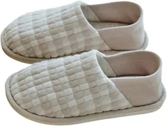 ソユル チェック柄 ルーム シューズ 室内履き インドア スリッパ かかと あり なし 2way すべり止め 付 リビング キッチン トイレ レディース スリップ オン ホーム ハウス オフィス ビジネス (グレー,  M)