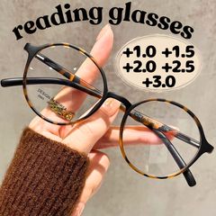 【1.0 1.5 2.0 2.5 3.0】 Reading Glasses, Round Glasses, Eyeglasses for Men and Women, Tortoiseshell, Leopard Print, Blue Light Blocking, Senior Reading Glasses, Retro Classic, Stylish, Men and Women, Round, Lightweight, Boston Style, PC Glasses, Face Slimming Effect, Compact
