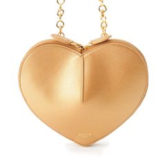 アライア LE COEUR カーフスキン ハート チェーン ショルダーバッグ ゴールド【中古】