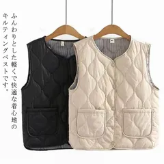 中綿ベスト 中綿入り ベスト キルティング レディース ノースリーブ 前開き インナーベスト ゆったり シンプル 無地 軽量 保温性 あったか 防寒 部屋着 大きいサイズ 秋冬 暖かい 送料無料#perfmax127