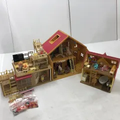 02w19166 シルバニアファミリー まとめ売り 　赤い屋根の大きなお家/パン屋さん  お人形 家具 小物など【中古品】