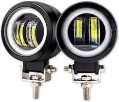 PIENSE フォグランプ バイク LED 汎用 イカリング 20W 丸型 防水 IP65 12V/24V オートバイ (ブラック,  本体2個)