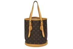 LOUIS VUITTON ルイヴィトン バケットPM バケツ型 トートバッグ ショルダーバッグ モノグラム M42238 ブラウン PVC レザー 美品 中古 4b009216