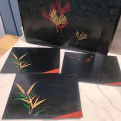 象彦 京漆器 モーニングトレイ 長角盆 黒塗 蒔絵 稲穂 九代 西村彦兵衛