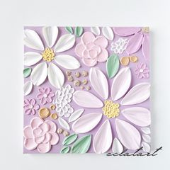 テクスチャーアート 花 インテリアアート 花畑 ブーケ フラワーアート 