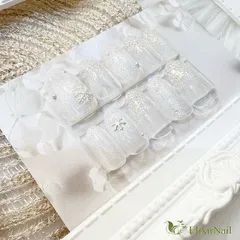 【現品】ネイルチップ　ホワイト　シルバー　雪の結晶