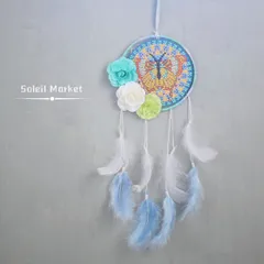 ダイヤモンドアート 蝶 お花 ドリームキャッチャー ブルー カラフル インテリア お守り 魔除け