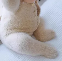 【2025年最新版】もこもこクマ 新生児ロンパース／帽子付き. ホワイト色ku1