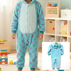 なりきり◎【Disney PIXAR MONSTERS INC】ディズニー モンスターズインク 着ぐるみ パジャマ つなぎ オールインワン 仮装 コスプレ ルームウェア 起毛 キャラクター サリー キッズ 子ども ブルー サイズ 110 /M37996ja