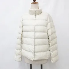 ユニクロ UNIQLO ジャケット ウルトラライトダウン ジップアップ スタンドカラー ナイロン アイボリー 白 ホワイト L