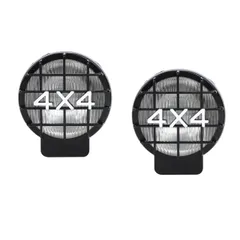 [gu.te-nam.net]4x4 ガード付き ハロゲン フォグランプ 丸型 55W 12V / 24V 対応 レンズ 2個セット / オフロード 4WD 補助灯 バンパー ライト (イエローライト) [イエローライト]