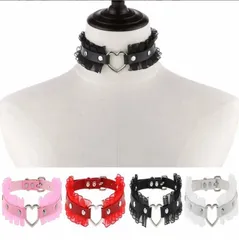 首輪チョーカー ベルト ネックレス レザー ハート 首輪 かわいい ファッションチェーン スタッズベルト レディース 首飾り コスプレ衣装 セクシー コスチューム ステージ 舞台 撮影 アイドル 衣装 ゴム レース フリル ウエディング おしゃれ ロリータ