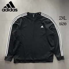 adidas アディダス　ワンポイントロゴ　スリーストライプ　ビッグサイズ スウェット トレーナー　ブラック　2XL