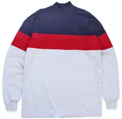 80s USA製 L.L.Bean マルチカラー切り替え モックネック ヘビー コットン スウェット L-T★オールド ビンテージ アウトドア ビッグサイズ